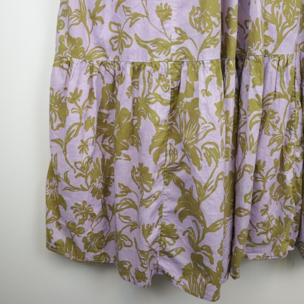 Anthropologie The Peregrine Midi Dress 2X Mauve Floral Smocked Tiered - Picture 7 of 10